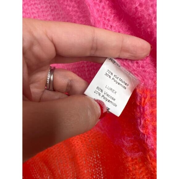 NWT Rose Carmine Oversized Ombré Mohair Blend Cardigan Pink White Size: OS - Picture 8 of 10